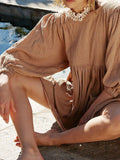 Textured Babydoll Mini Dress with Back Keyhole Detail DJPT