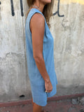Size Notched Sleeveless Mini Dress Plus Size DJPT