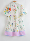 Print Notched Short Sleeve Dress DJPT