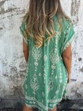 Size Printed Short Sleeve Button-Up Shirt Dress Plus Size DJPT