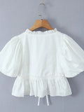Sleeve Ruffle Crop Blouse DJPT
