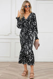V-Neck Smocked Midi Dress DJPT