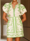 Sleeve Printed Top and Zip Back Skirt Set DJPT