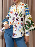 Button Up Lantern Sleeve Shirt DJPT