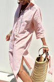 Button Up Three-Quarter Sleeve Dress DJPT