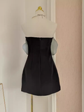 A line Strapless Sequin Travel Vacation Dress Short Black Birthday Dress SD145