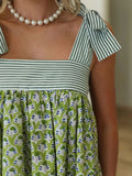 Square Neck Tie Shoulder Mini Dress DJPT