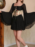 Lace Up Long Sleeve Mini Dress DJPT