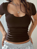Solid Color Short Sleeve T-Shirt DJPT