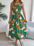 Floral Tie Shoulder Midi Dress DJPT