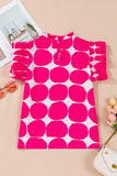 Pattern Frilled Collar Flutter Sleeve Top DJPT