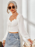 Sweetheart Neck Flounce Sleeve Top DJPT