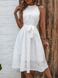 Grecian Neck Tie Waist Midi Dress DJPT