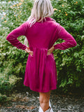 Neck Buttoned Mini Dress DJPT
