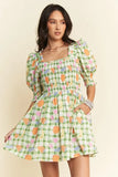 & Dani Fruits Printed Smocking Mini Dress DJPT