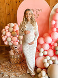 White Lace Sheer Bodycon Elegant Cocktail Party Maternity Baby Shower Maxi Dress Maternity