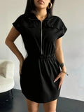 Front Short Sleeve Mini Dress DJPT