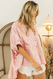 Sequin Striped Short Dolman Sleeve Blouse DJPT