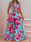 Size Ruffled Cami and Tiered Maxi Skirt Set Plus Size DJPT