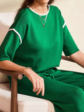 Trim T-Shirt and Drawstring Pants Set DJPT
