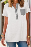 Size Half Button Short Sleeve T-Shirt DJPT