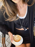 Shorts and Open Front Cardigan Three Piece Set DJPT