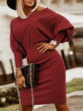 Neck Lantern Sleeve Dress DJPT