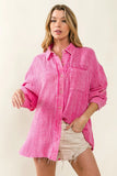 Raw Edge Detailed Mineral Washed Loose Fit Shirt DJPT