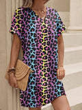 Print V-Neck Casual Dress DJPT