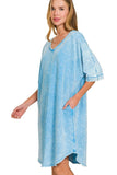 Acid-washed French Terry Tee Shirts Dress DJPT