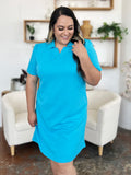 Take Full Size Texture Collared Neck Short Sleeve Dress DJPT