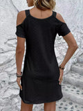 Shoulder Short Sleeve Eyelet Mini Dress DJPT