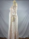 Ruffle Ruched High Waist Puff Sleeve Cute Photoshoot Maternity Maxi Dress Maternity