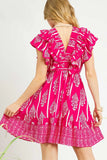 Off-Shoulder Paisley Print Ruffled Mini Dress DJPT