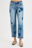 Full Size Mid Rise Fit-boyfriend Heart Shade Jeans Plus Size DJPT