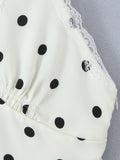 Dot Halter Mini Dress with Lace Trim DJPT