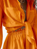 Size Button Up Balloon Sleeve Top and Shorts Set Plus Size DJPT