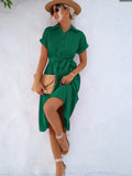 Tie Waist Short Sleeve Dress DJPT