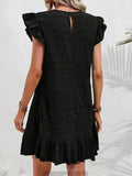 Size Ruffled Flutter Sleeve Textured Mini Dress Plus Size DJPT