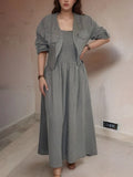 Size Smocked Cami Dress and Jacket Set Plus Size DJPT
