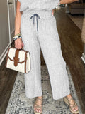 Size Button-Up Shirt and Wide-Leg Pants Set Plus Size DJPT