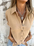 Size Casual Button Down Short Sleeve Loose Shirt Plus Size DJPT