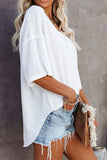 Seam Half Sleeve Knitted V Neck Textured Top DJPT