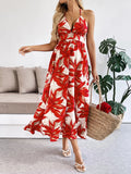 Back Printed Midi Dress with Cutout Detail DJPT
