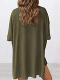 Size Oversized Slit Round Neck Top and Shorts Lounge Set Plus Size DJPT