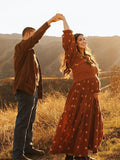 Sun Flowers Square Smocked Neck Puff Sleeve Big Swing Flowy Baby Shower Photoshoot Maternity Maxi Dress Maternity