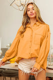 Vintage Washed Gathered Sleeve Oversized Shirt DJPT