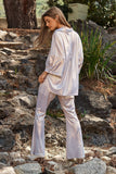 & Dani Solid Sparkling Shimmer Pocket Button Front Shirt DJPT