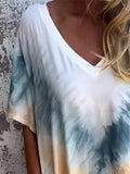 Size Pocketed Tie-Dye Short Sleeve Dress DJPT