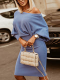 Neck Lantern Sleeve Dress DJPT